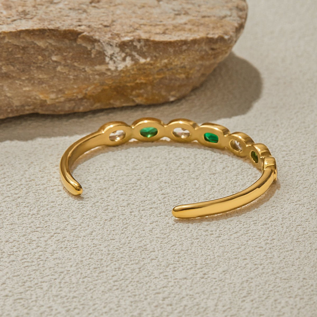 Manchette Émeraude Rêverie Bracelet - 18k Gold Plated Jewelry Switzerland