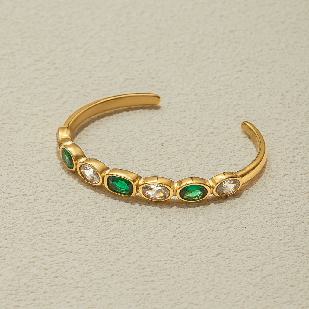 Manchette Émeraude Rêverie Bracelet - 18k Gold Plated Jewelry Switzerland