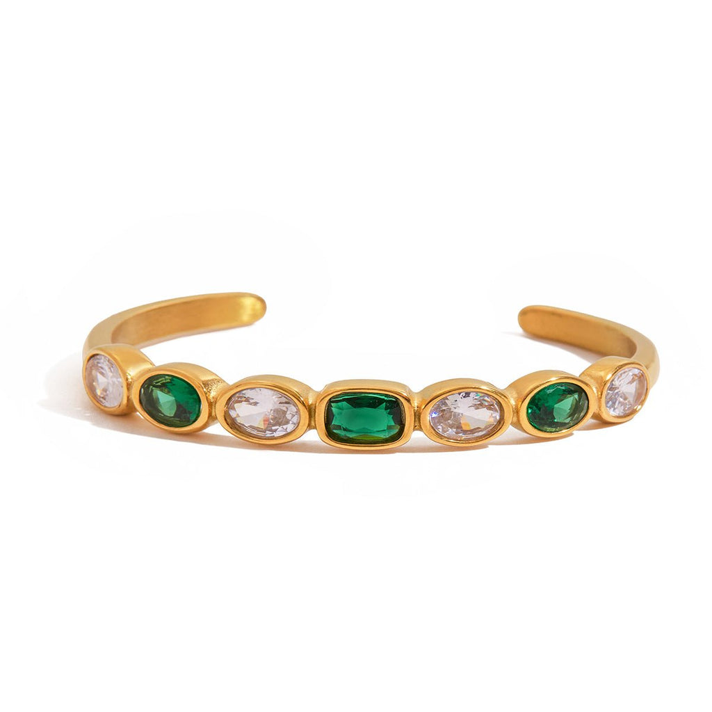 Manchette Émeraude Rêverie Bracelet - 18k Gold Plated Jewelry Switzerland