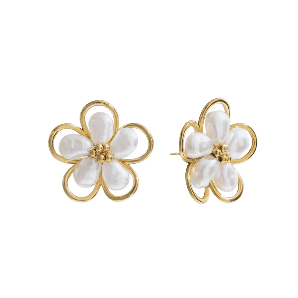 Marguerite Perlé Earrings - 18k Gold Plated Jewelry Switzerland