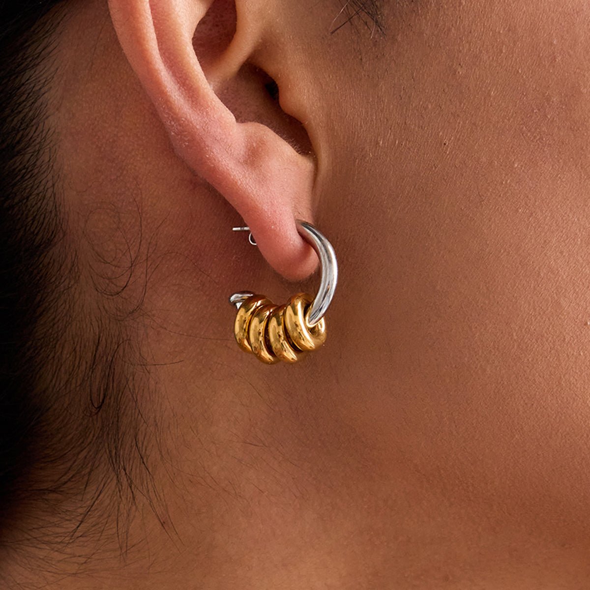 Noeud Bicolore Earrings - 18k Gold Plated Jewelry Switzerland