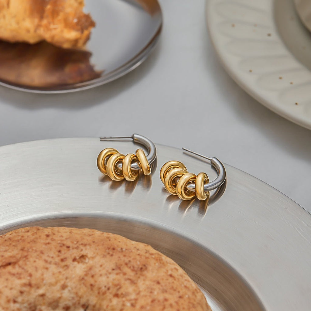 Noeud Bicolore Earrings - 18k Gold Plated Jewelry Switzerland