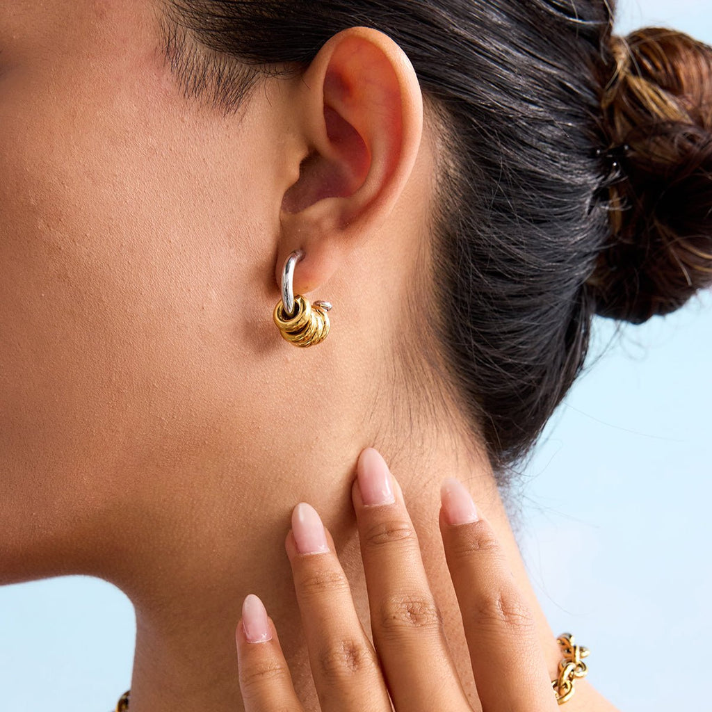 Noeud Bicolore Earrings - 18k Gold Plated Jewelry Switzerland