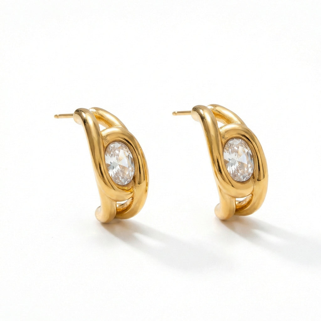 Noeud de Champagne Mckella Earrings - 18k Gold Plated Jewelry Switzerland