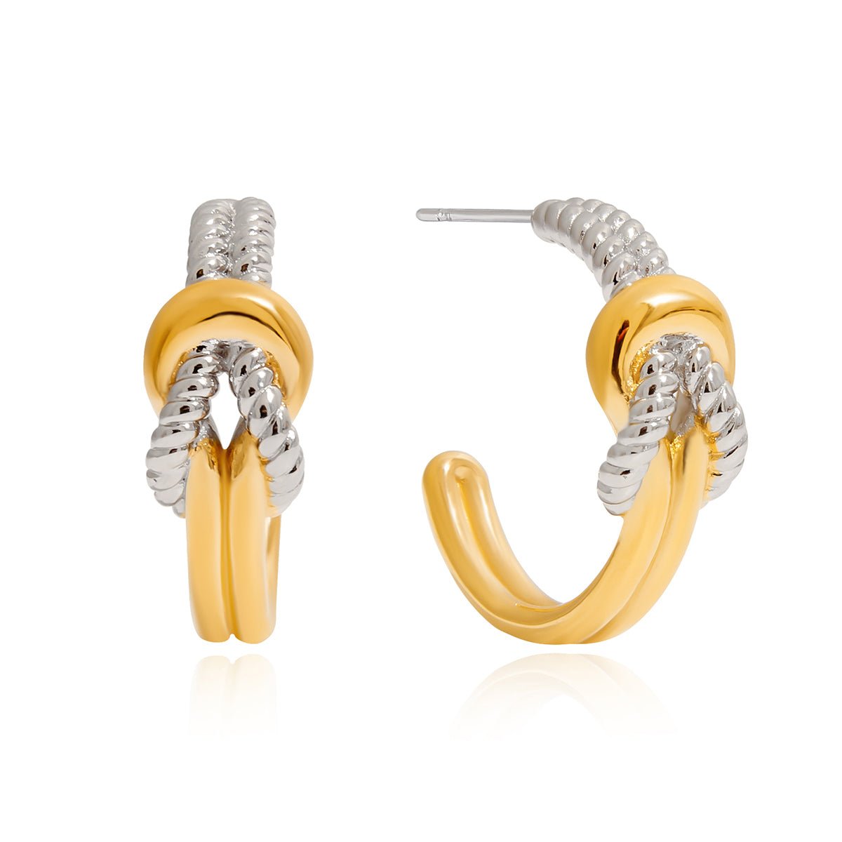 Noeud Marin Bicolore Earrings - 18k Gold Plated Jewelry Switzerland
