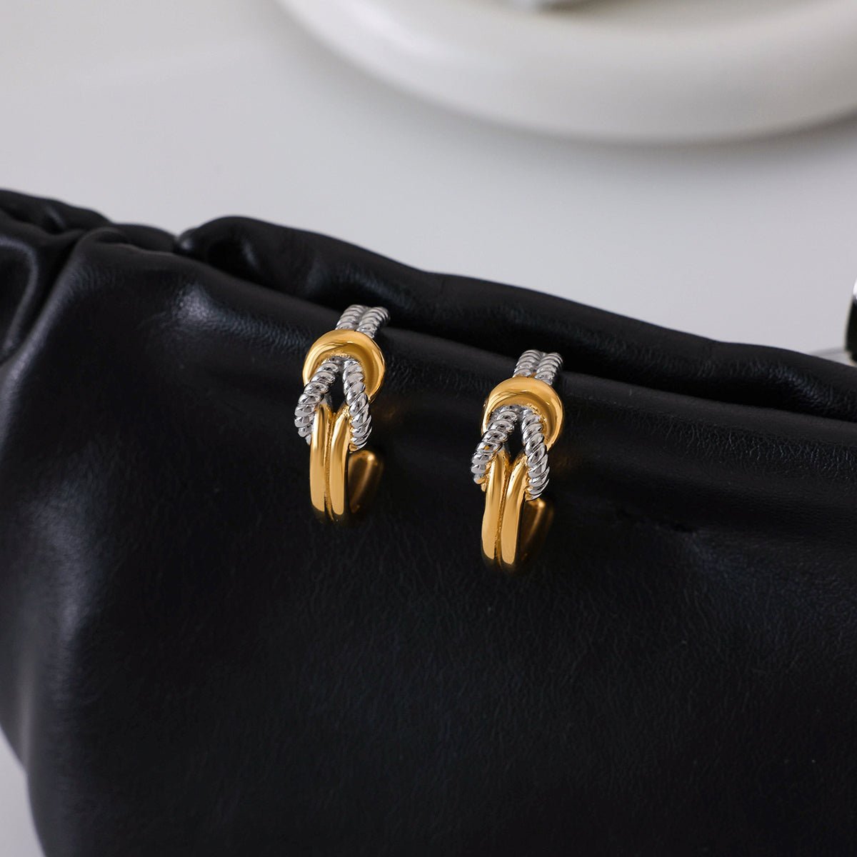 Noeud Marin Bicolore Earrings - 18k Gold Plated Jewelry Switzerland