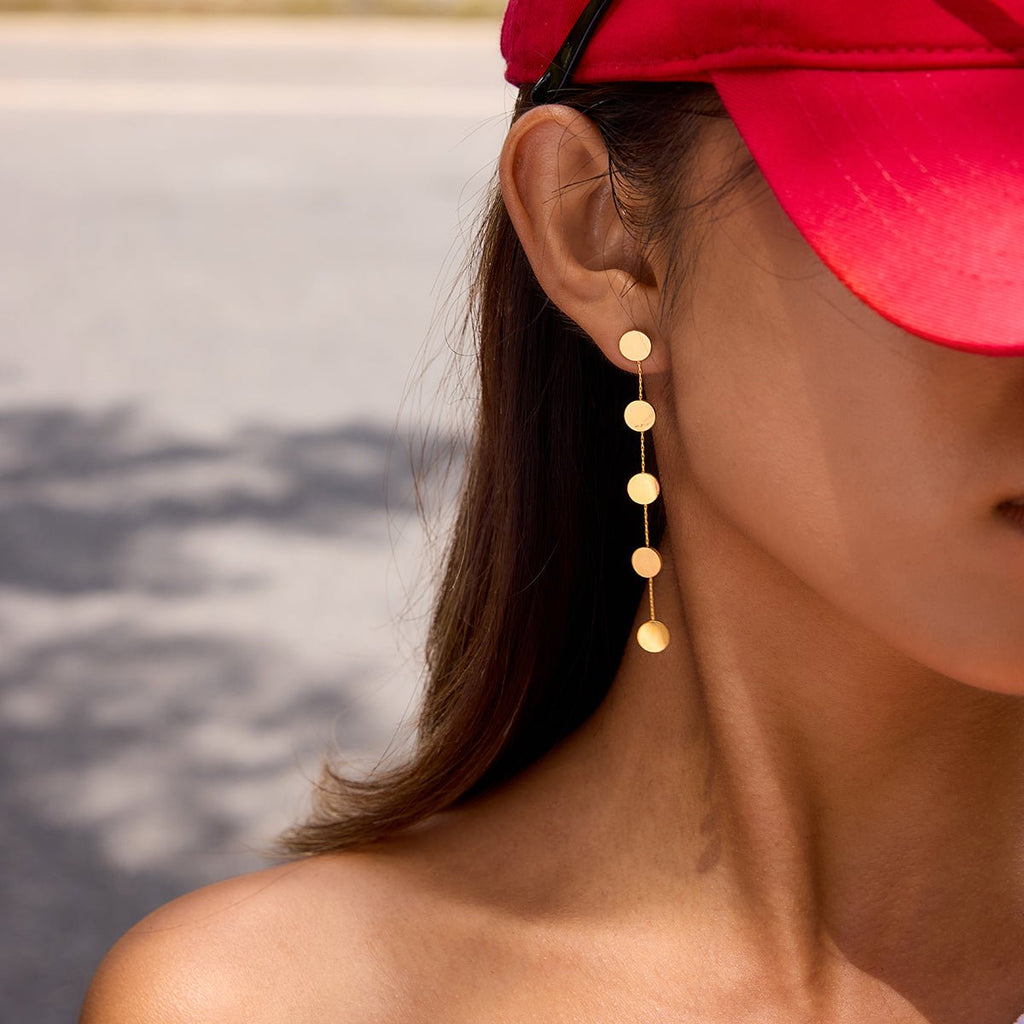 Pluie de Disques Earrings - 18k Gold Plated Jewelry Switzerland