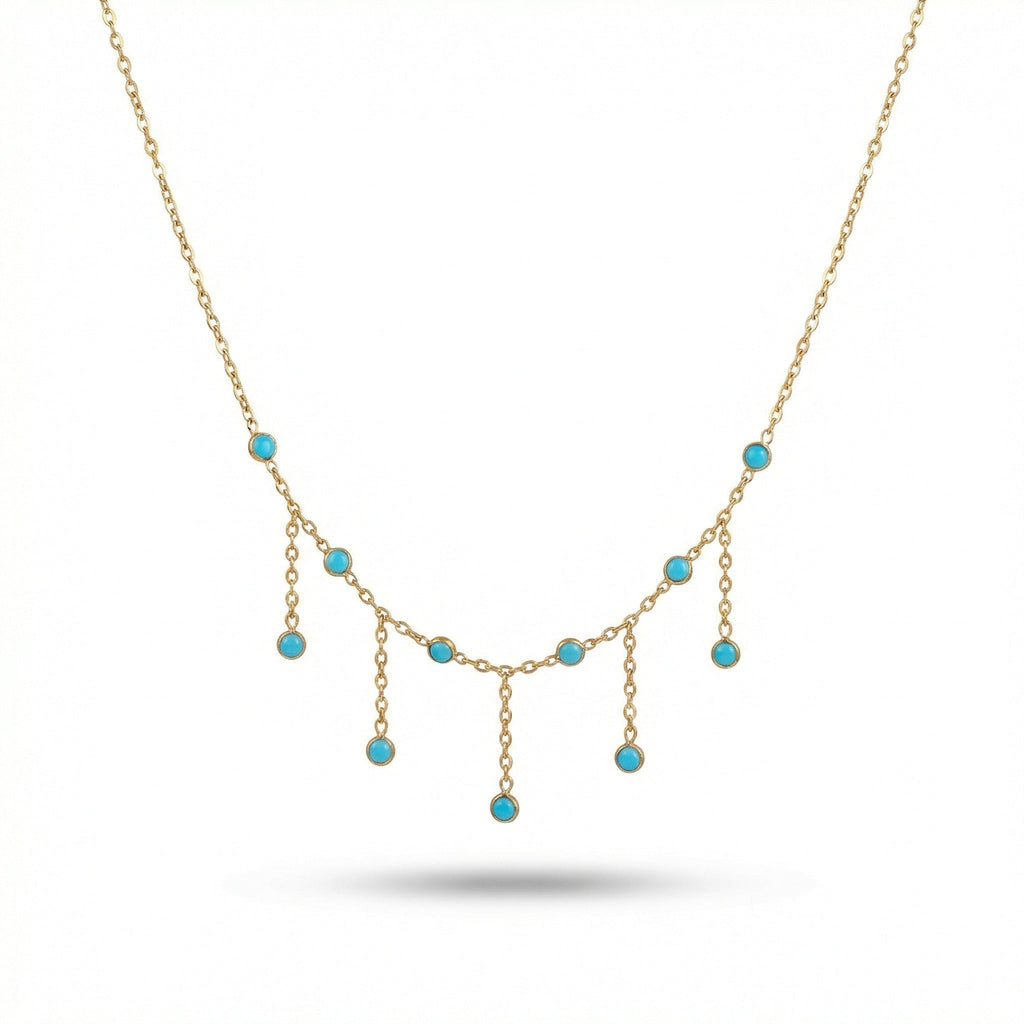 Pluie de Turquoise Mckella Necklace - 18k Gold Plated Jewelry Switzerland