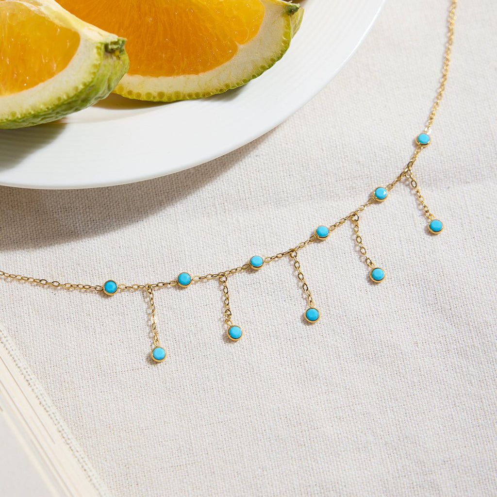 Pluie de Turquoise Necklace - 18k Gold Plated Jewelry Switzerland