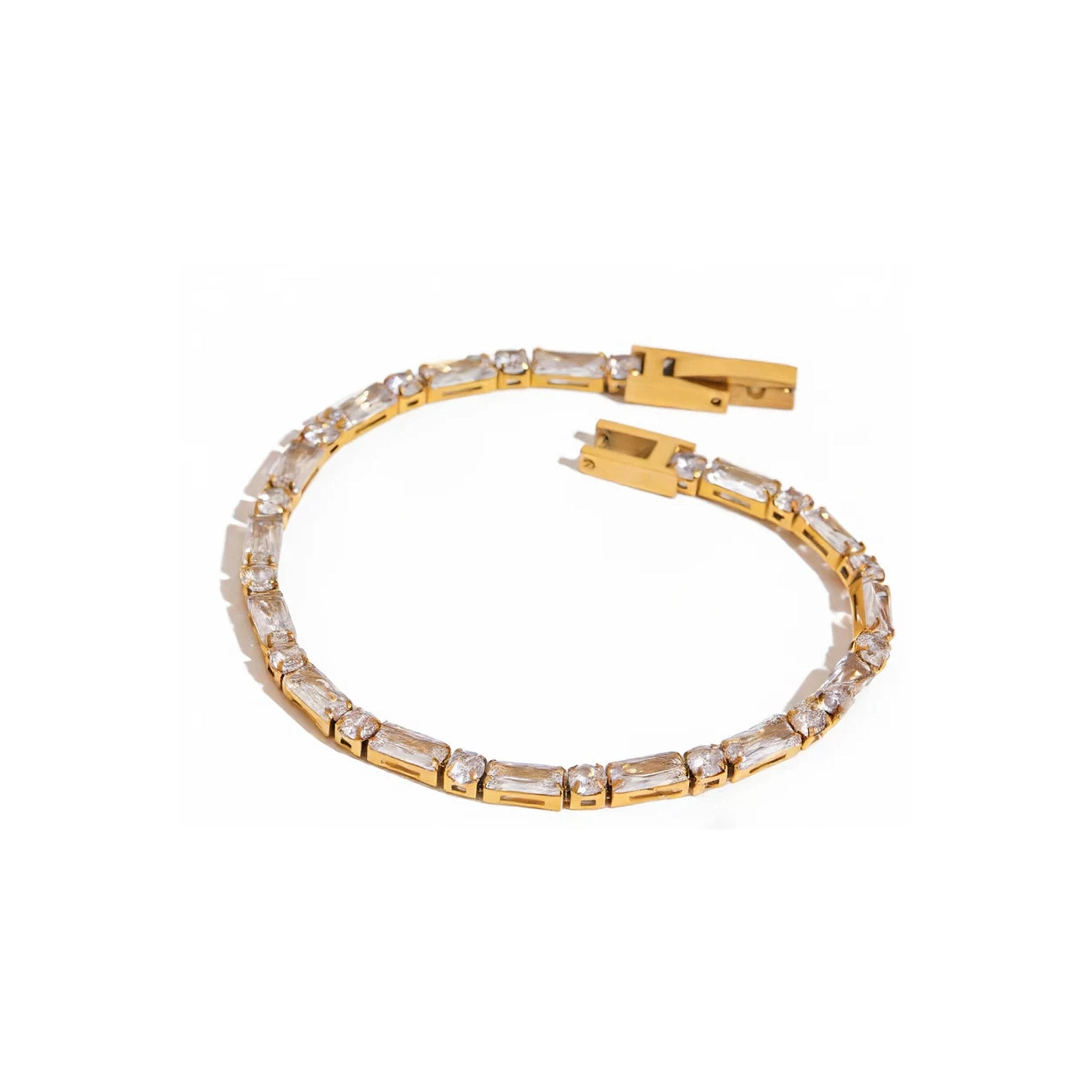 Rivière Baguette Bracelet - 18k Gold Plated Jewelry Switzerland