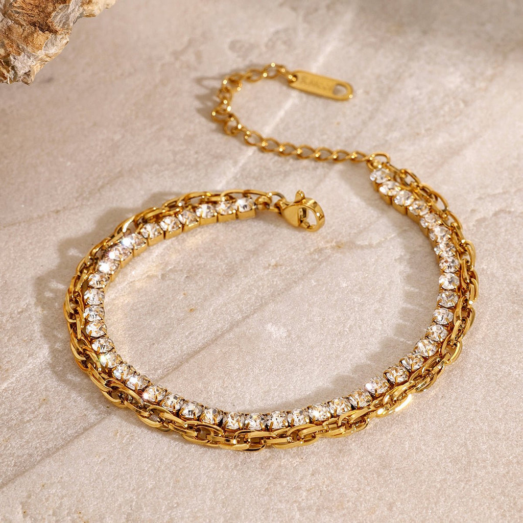 Rivière Triple Éclat Bracelet - 18k Gold Plated Jewelry Switzerland