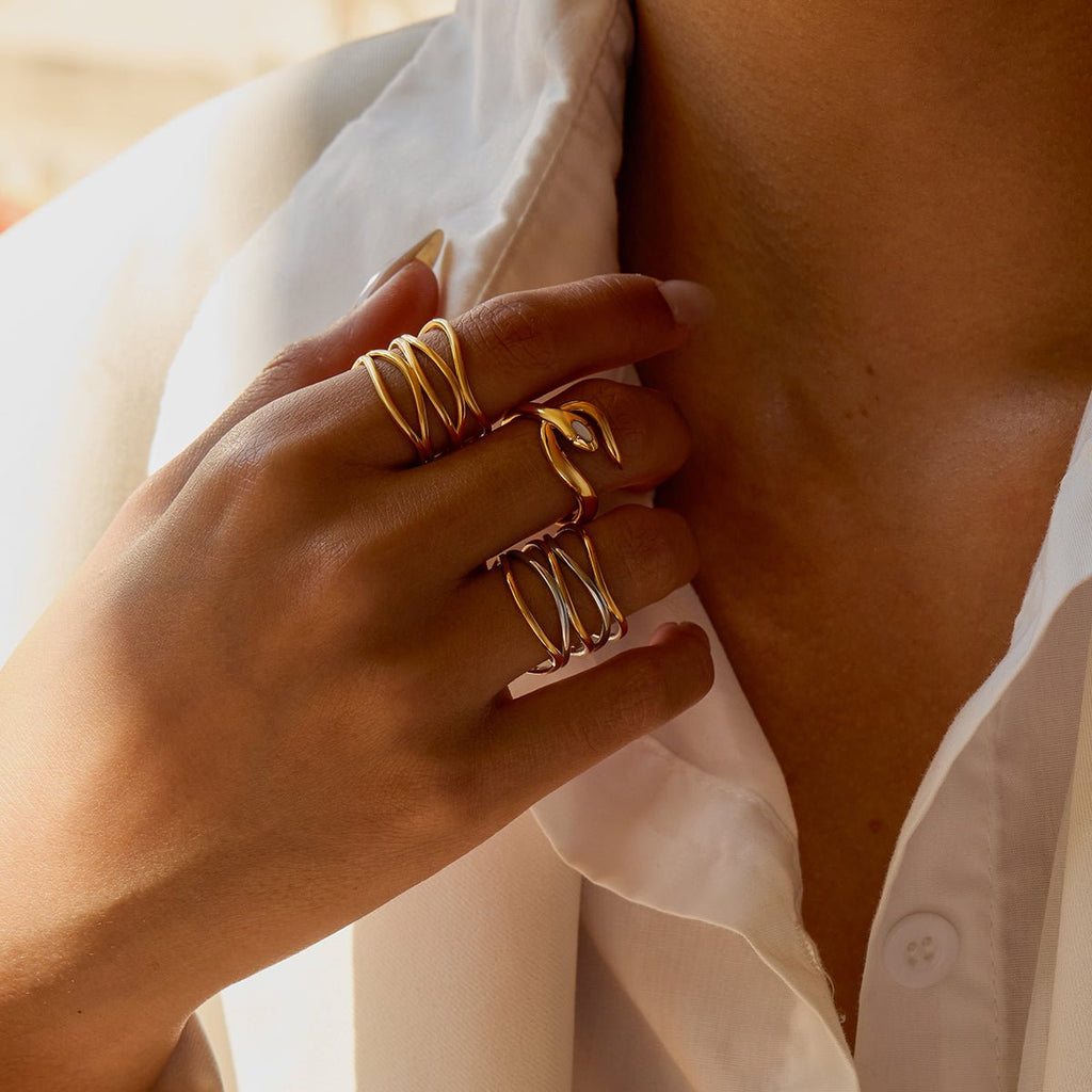 Serpent de Lune Ring - 18k Gold Plated Jewelry Switzerland