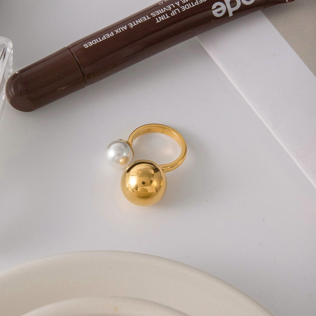 Sphère et Perle Ring - 18k Gold Plated Jewelry Switzerland