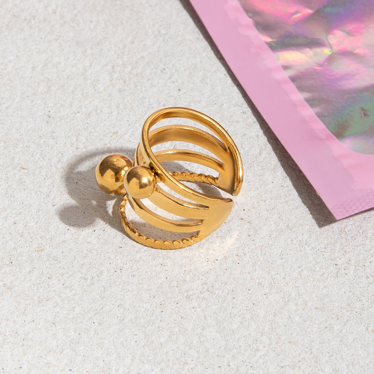 Sphères Torsadées Ring - 18k Gold Plated Jewelry Switzerland