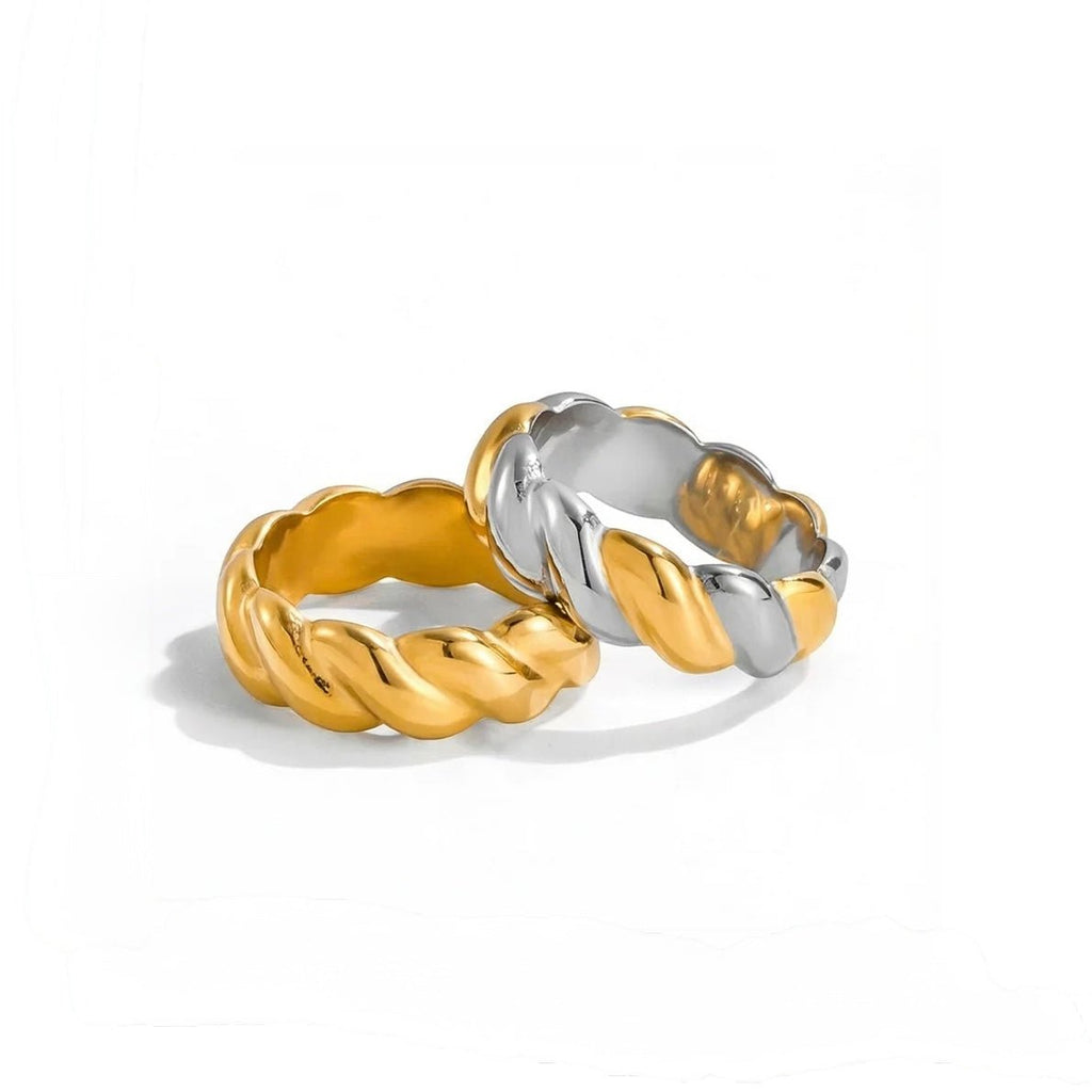 Torsade d’Or et d’Argent Ring - 18k Gold Plated Jewelry Switzerland