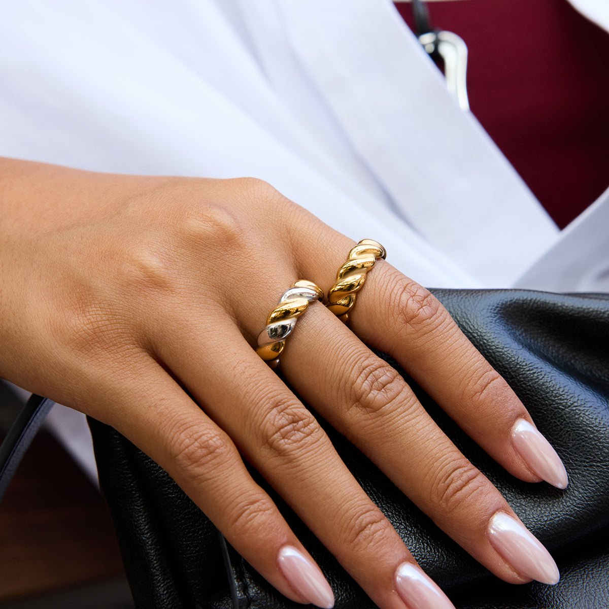 Torsade d’Or et d’Argent Ring - 18k Gold Plated Jewelry Switzerland