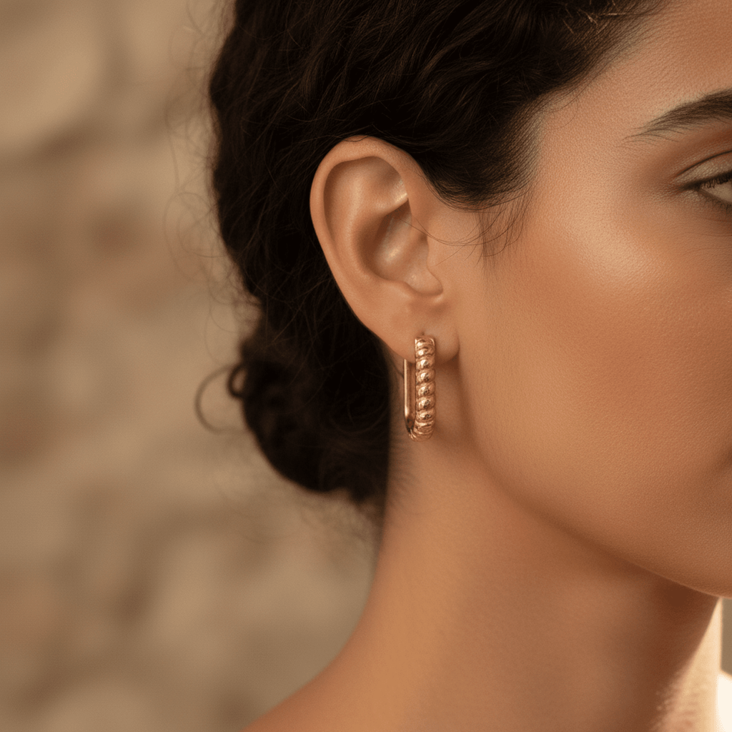 Torsade Ovale Hoops - 18k Gold Plated Jewelry Switzerland