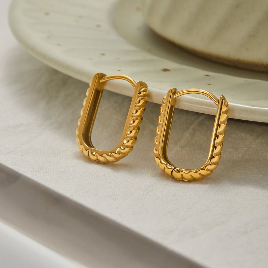 Torsade Ovale Hoops - 18k Gold Plated Jewelry Switzerland