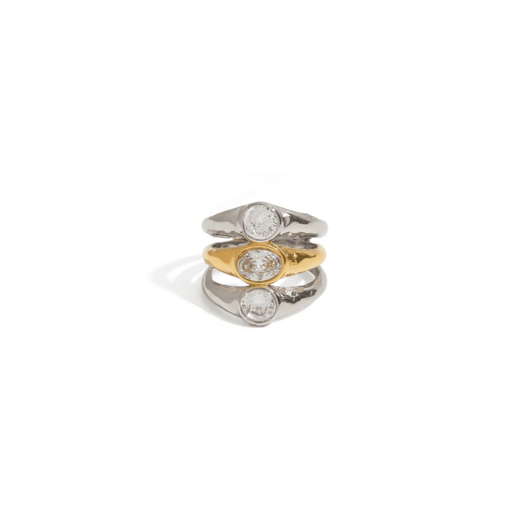 Trio Signet Éclat Ring - 18k Gold Plated Jewelry Switzerland