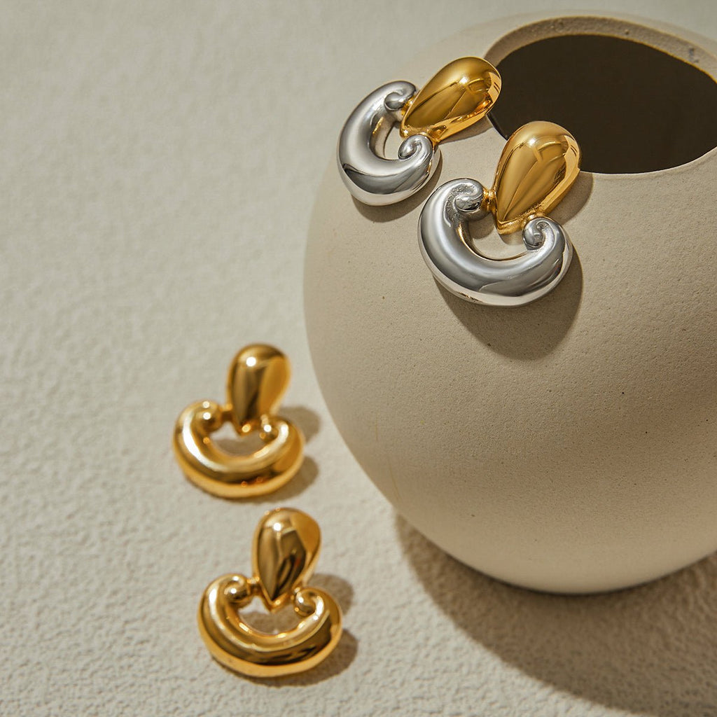 Vague Bicolore Earrings - 18k Gold Plated Jewelry Switzerland