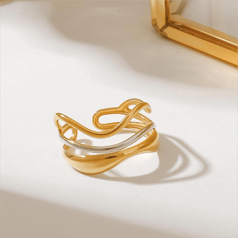 Vague d’Or Cuff Ring - 18k Gold Plated Jewelry Switzerland