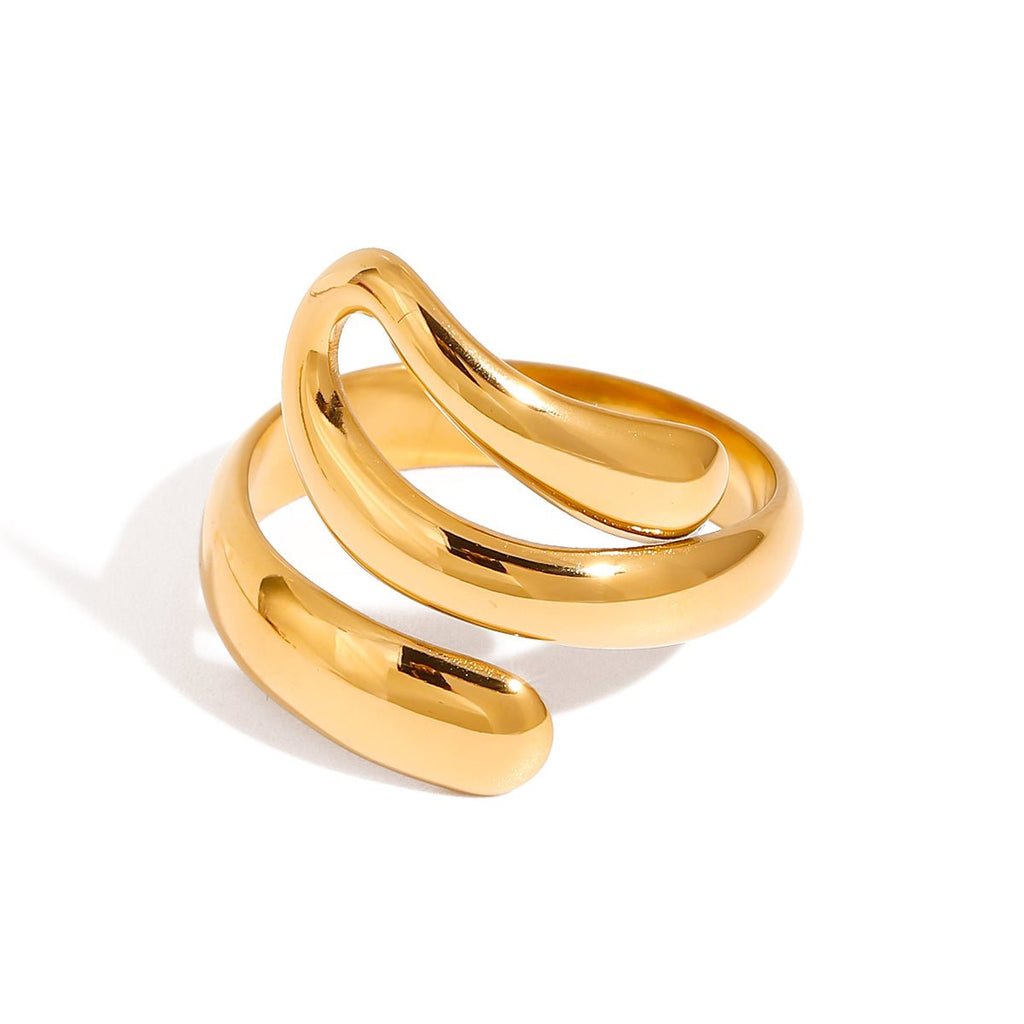 Vague Solitaire Ring - 18k Gold Plated Jewelry Switzerland